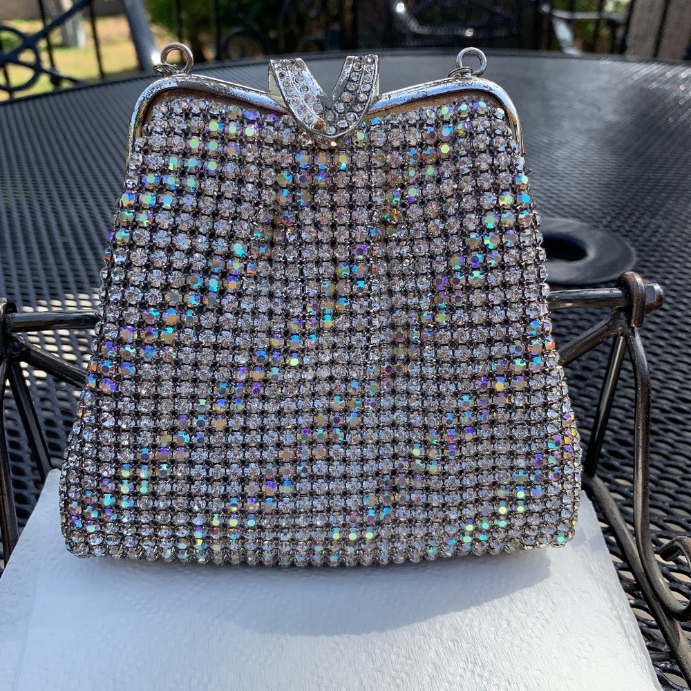 ELGA ES Luxury Vintage Evening Bag Rhinestones in silver significant weight